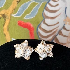 Vintage white Porcelain Flower Earrings